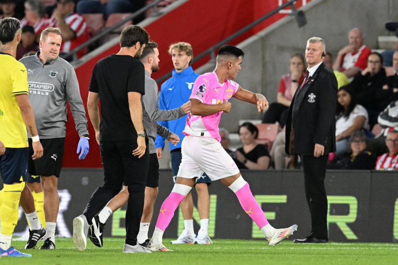 Southampton v SS Lazio Pre-Season Friendly 07/08/2024. Red Card - Carlos Alcaraz (22) of Southampton is escorted to the