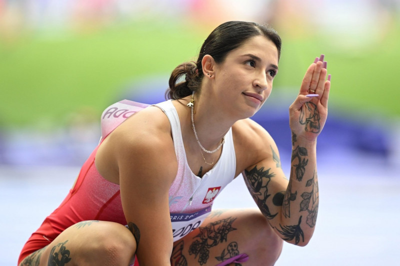 Saint Denis, France. 02nd Aug, 2024. Olympics, Paris 2024, Athletics, Stade de France, Preliminaries, 100 m, Women, Preliminaries, Ewa Swoboda from Poland reacts. Credit: Sven Hoppe/dpa/Alamy Live News