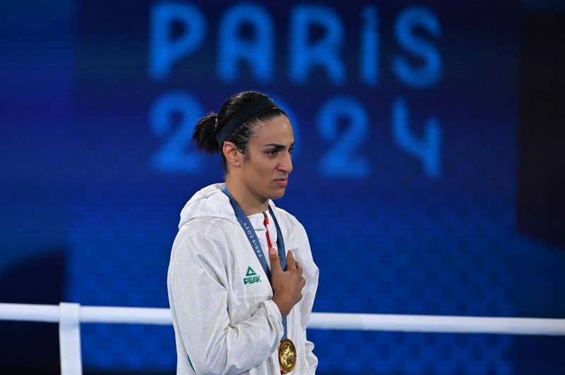 _OG_P2024_BOX_ 66KG_ALG_CHN_KHELIF Imane Khelif of Algeria during the boxing fight Womens 66kg Final Gold Medal against