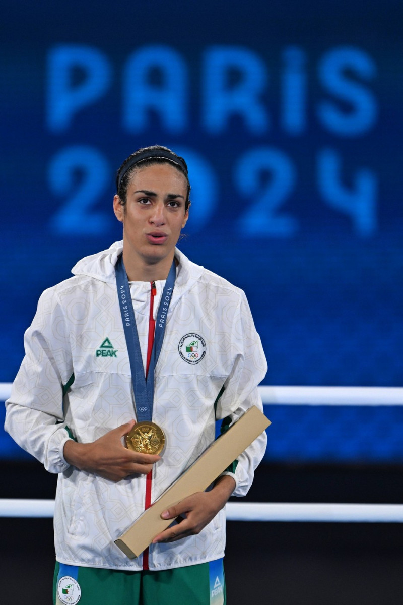 _OG_P2024_BOX_ 66KG_ALG_CHN_KHELIF Imane Khelif of Algeria during the boxing fight Womens 66kg Final Gold Medal against