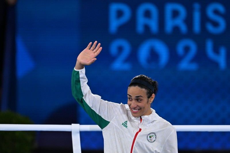 _OG_P2024_BOX_ 66KG_ALG_CHN_KHELIF Imane Khelif of Algeria during the boxing fight Womens 66kg Final Gold Medal against