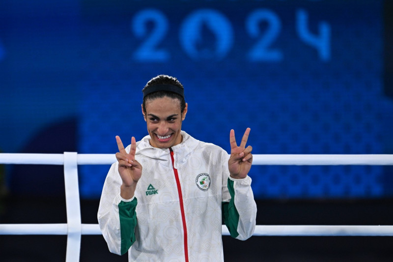 _OG_P2024_BOX_ 66KG_ALG_CHN_KHELIF Imane Khelif of Algeria during the boxing fight Womens 66kg Final Gold Medal against