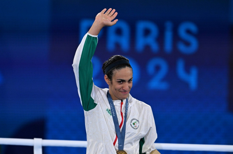 _OG_P2024_BOX_ 66KG_ALG_CHN_KHELIF Imane Khelif of Algeria during the boxing fight Womens 66kg Final Gold Medal against