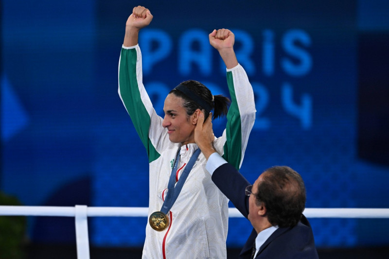 _OG_P2024_BOX_ 66KG_ALG_CHN_KHELIF Imane Khelif of Algeria during the boxing fight Womens 66kg Final Gold Medal against