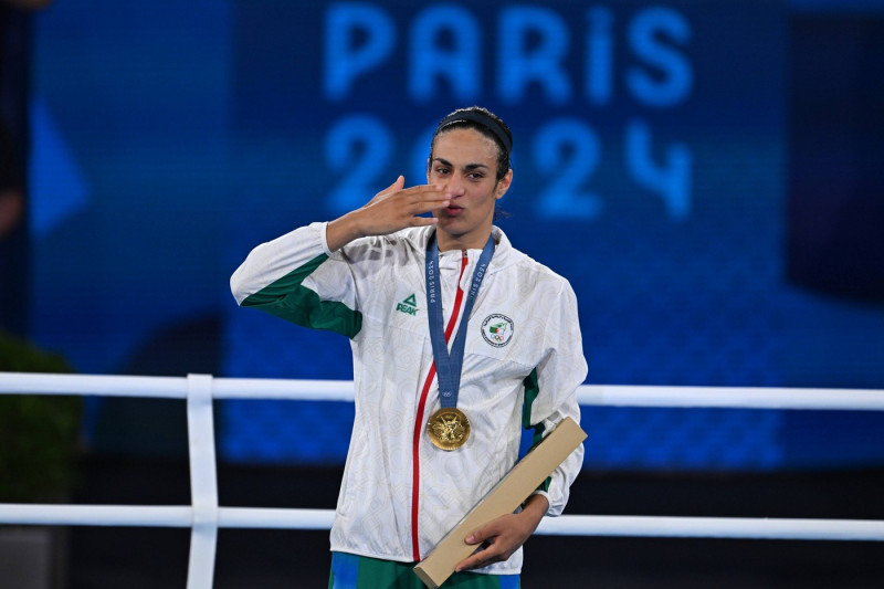 _OG_P2024_BOX_ 66KG_ALG_CHN_KHELIF Imane Khelif of Algeria during the boxing fight Womens 66kg Final Gold Medal against