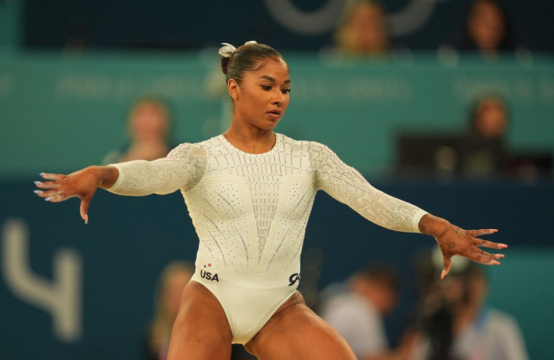 Paris, France. 5th Aug, 2024. Jordan Chiles (United States of America) competes during the floor Final for women at Bercy Arena, Paris, France. Credit: Ulrik Pedersen/Alamy Live News