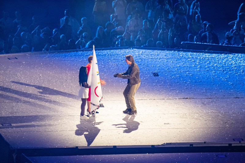 Tom Cruise and Simone Biles - Ceremonie de Cloture - Closing Ceremony during the Olympic Games, Olympische Spiele, Olymp