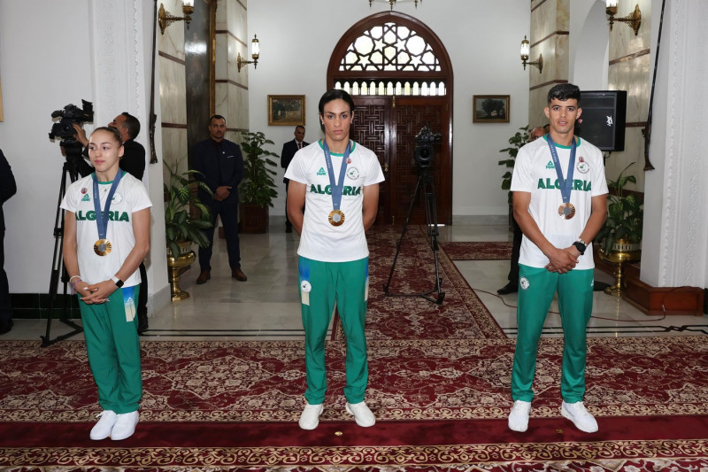 Algerian President Receives Imane Khelif And Other Medallists - Algiers, Algeria - 14 Aug 2024