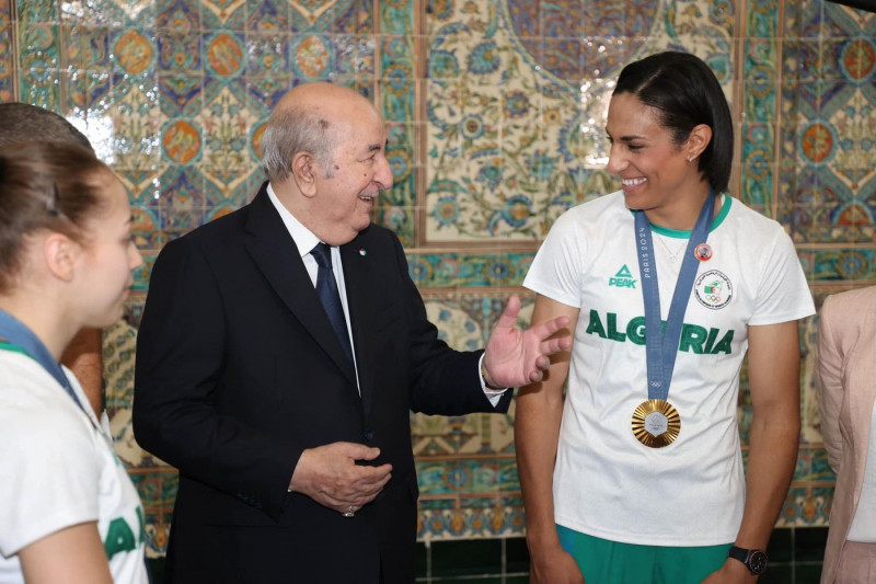 Algerian President Abdelmadjid Tebboune receives medal winning athletes of 2024 Paris Olympic Games