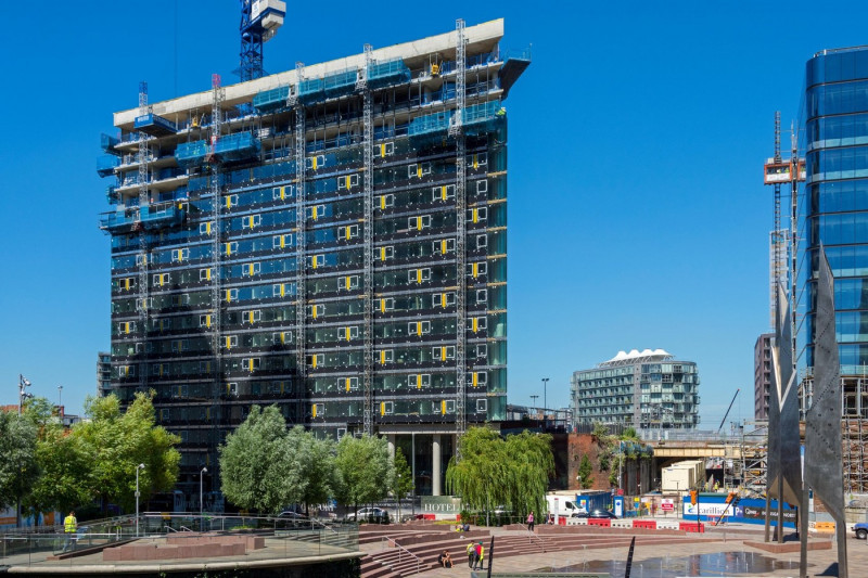 The CitySuites apartment block under construction, from Greengate Square, Salford, Manchester, England, UK