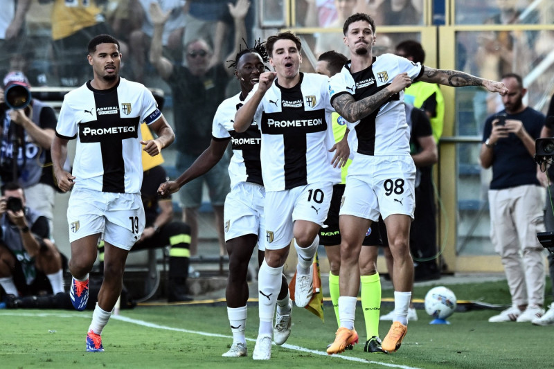 Mp Parma 24/08/2024 - campionato di calcio serie A / Parma-Milan / foto Matteo Papini/Image nella foto: esultanza gol De