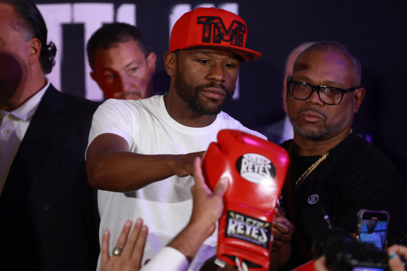 Ceremonial weigh-in ahead of Floyd Mayweather v John Gotti III in Mexico