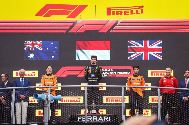 Podium: PIASTRI Oscar (aus), McLaren F1 Team MCL38, LECLERC Charles (mco), Scuderia Ferrari SF-24, NORRIS Lando (gbr), M