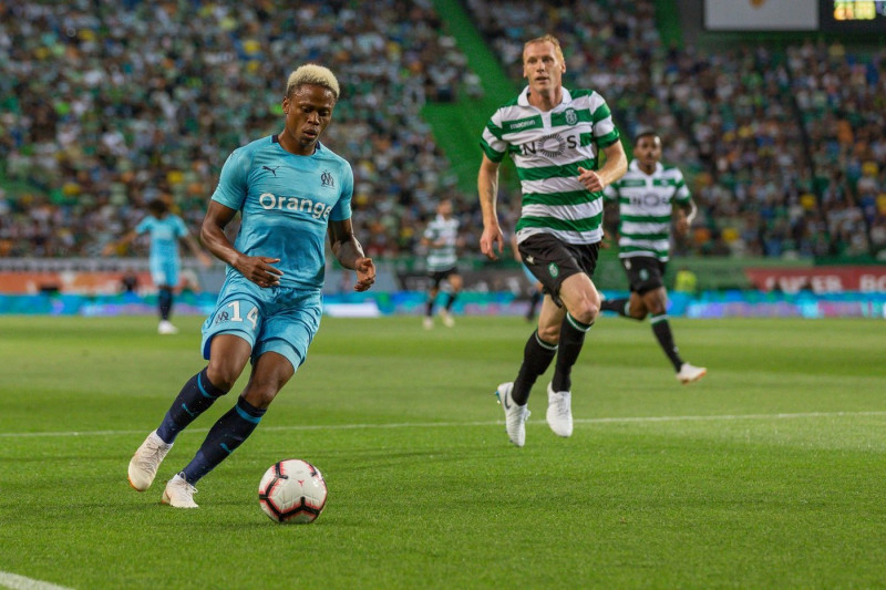 July 28, 2018. Lisbon, Portugal. Marseille's forward from Camaroon Clinton N'Jie (14) in action during the game Sporting CP v Olympique de Marseille © Alexandre de Sousa/Alamy Live News