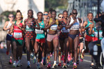 BUDAPEST, HUNGARY - AUGUST 26: (L - R) Fatima Ezzahra Gardadi of Team Morocco, Rosemary Wanjiru of Team Kenya, Amane Ber