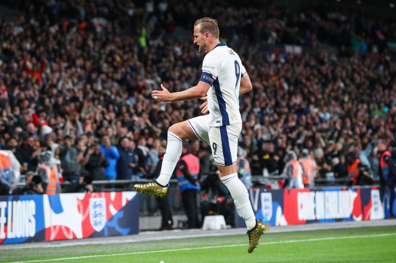 Harry Kane of England celebrates his goal to make it 1-0 during the UEFA Nations League - League B - Group 2 England v Finland at Wembley Stadium, London, United Kingdom, 10th September 2024(Photo by Gareth Evans/News Images)