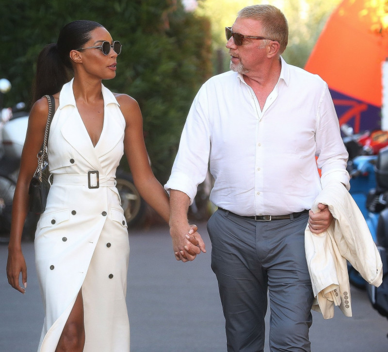 *EXCLUSIVE* *WEB MUST CALL FOR PRICING* Former German Tennis Legend Boris Becker shows off his public display of affection with his partner Lilian de Carvalho Monteiro at the charity event "Olimpiadi del Cuore" in Forte dei Marmi.