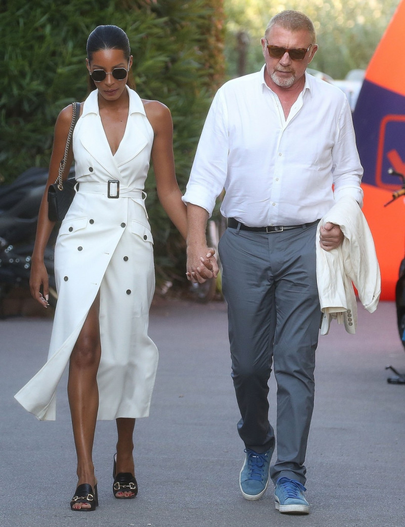 *EXCLUSIVE* *WEB MUST CALL FOR PRICING* Former German Tennis Legend Boris Becker shows off his public display of affection with his partner Lilian de Carvalho Monteiro at the charity event "Olimpiadi del Cuore" in Forte dei Marmi.