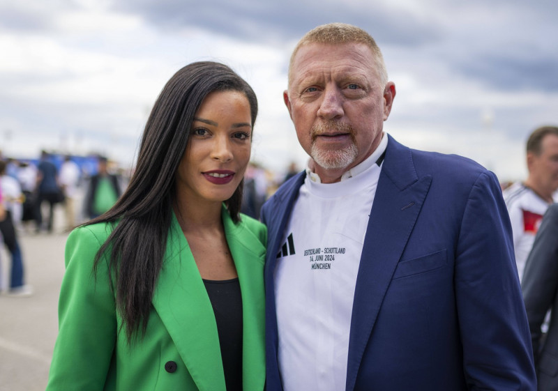 Munich, Germany. 14th Jun 2024. Lilian de Carvalho Monteiro and Tennislegende Boris Becker Germany - Scotland Deutschlan