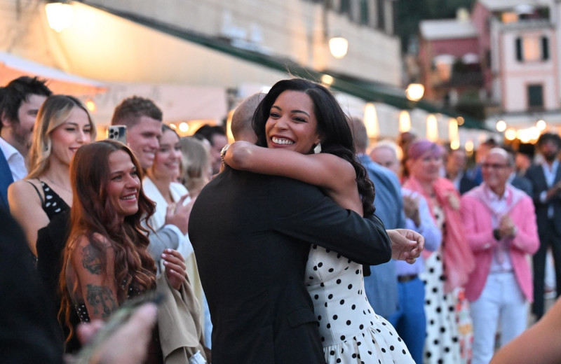 *PREMIUM-EXCLUSIVE* *MUST CALL FOR PRICING* - Tennis legend Boris Becker and Lilian de Carvalho Monteiro enjoy a pre wedding dinner with family and friends at Puny restaurant in Portofino