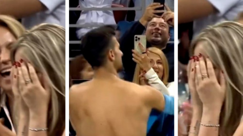 Nu le-a venit să creadă: Novak Djokovic, striptease pe terenul de tenis. O fană și-a pus mâinile în cap