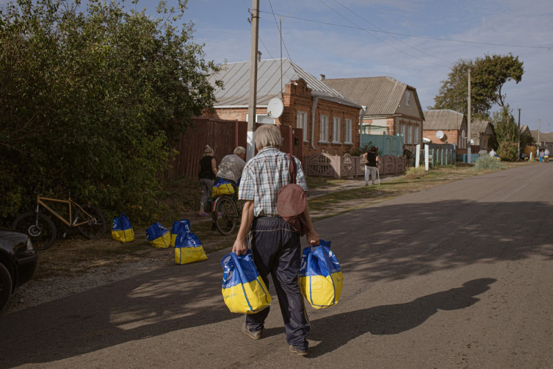 Humanitarian aid and military mobility in Khotin 30 km to Russian border amidst Russia-Ukraine war