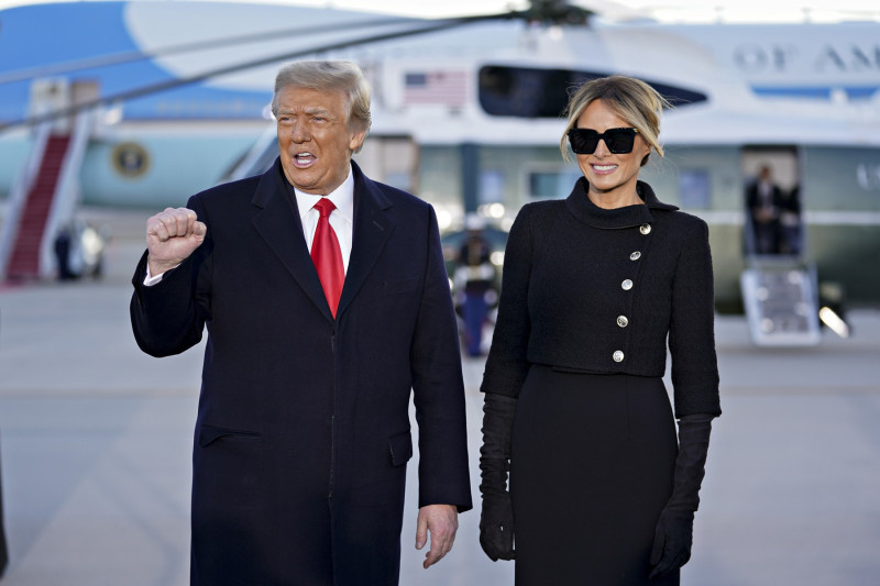 President Trump and Melania Trump Board Air Force One Heading to Florida