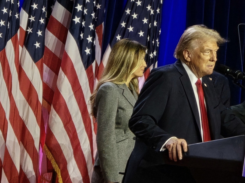 Donald Trump Kisses Melania Trump And Shares Moment With Son Barron As He Wins Second Presidential Race At Victory Party In West Palm - 06 Nov 2024