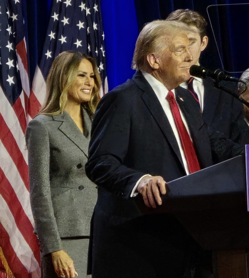 Donald Trump Kisses Melania Trump And Shares Moment With Son Barron As He Wins Second Presidential Race At Victory Party In West Palm - 06 Nov 2024