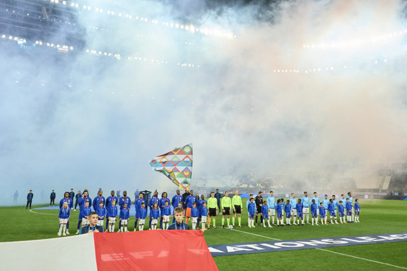 Célébrités assistent au match de Ligue des Nations entre la France et l' Israël (0-0) au Stade de France à Saint-Denis