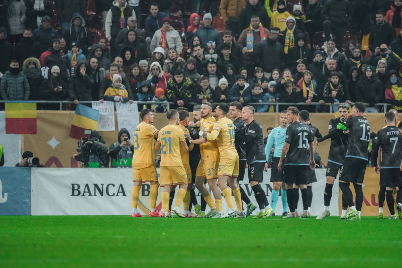 Nations League C, Group C2: Romania vs. Kosovo Kosovo and Romanian players engage in a fight during the Nations League C