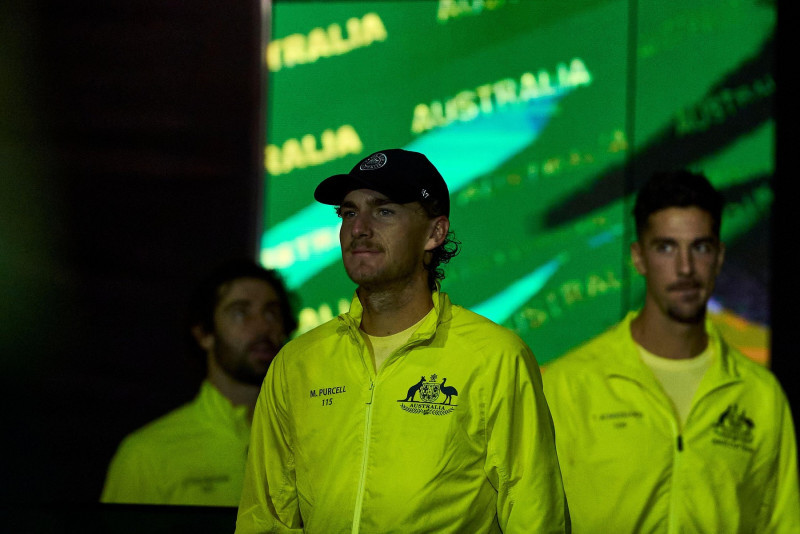 Max Purcell of Australia team during the Davis Cup Final Group B singles match 1 on September 15, 2024 at The Pabellon Municipal de Fuente San Luis (V