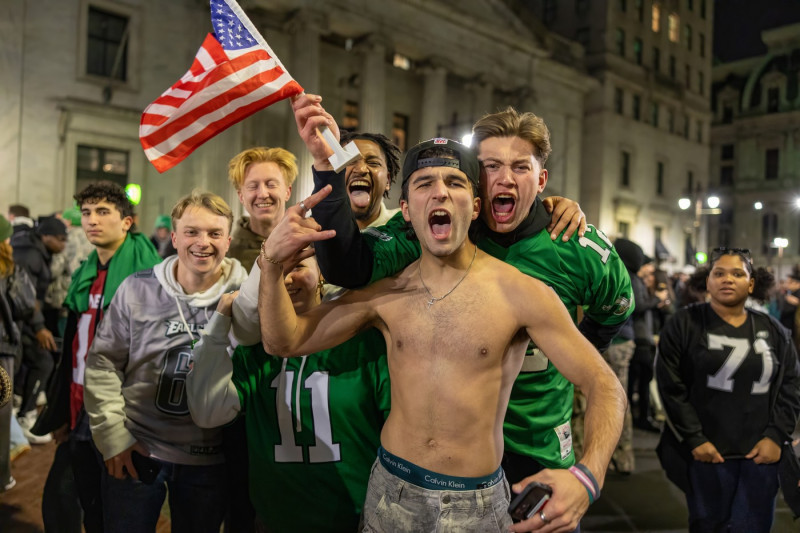 Eagles fans celebrating the Eagles' Super Bowl LIX win, Philadelphia, USA - 09 Feb 2025