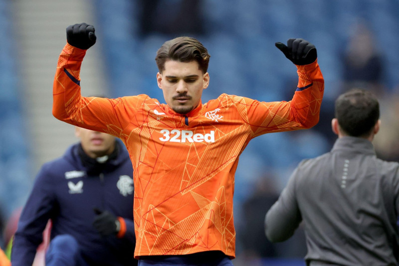 Rangers’ Ianis Hagi warms up ahead of the Scottish Gas Men's Scottish Cup fifth round match at Ibrox Stadium, Glasgow. Picture date: Sunday February 9, 2025.