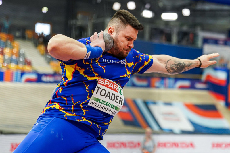 APELDOORN, NETHERLANDS - MARCH 9: Andrei Rares Toader of Romania competing in the Shot Put Men during Day Four of the European Athletics Indoor Championships at Omnisport Apeldoorn on March 9, 2025 in Apeldoorn, Netherlands. (Photo by Joris Verwijst/BSR A