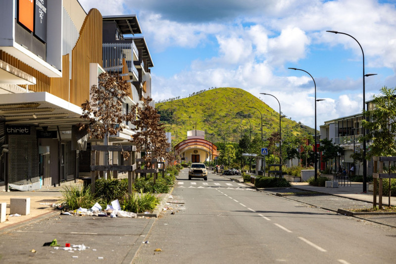 Friday, May 24th - Dumbéa - Remnants of the riots that ravaged the commercial area of Apogotti. President Emmanuel Macron says he will not force through a controversial voting reform in the French Pacific territory of New Caledonia following deadly riotin