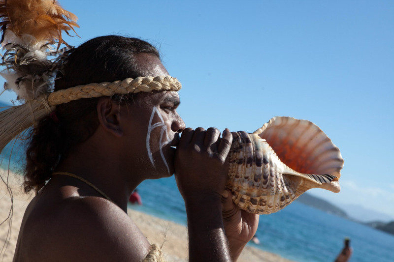 New Caledonia, Noumea, Traditional Kanak Dance and music ''We Ce Ca'', during the environmental conference Oceania 21