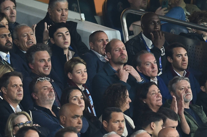 Prince William and son George at Parc des Princes, 9 April 2025.
