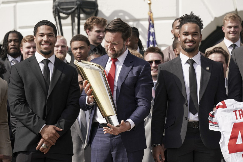President Trumpwith the College Football National Champions Ohio State University, WASHINGTON, United States - 14 Apr 2025