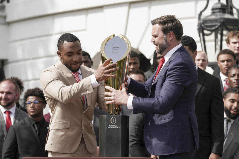 President Trumpwith the College Football National Champions Ohio State University, WASHINGTON, United States - 14 Apr 2025
