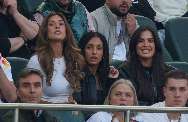 (L-R) Sophia Weber, girlfriend of Kai Havertz, Aaliyah Mohamed, girlfriend of Florian Wirtz, Nr. 17 DFB Luisa, wife of J
