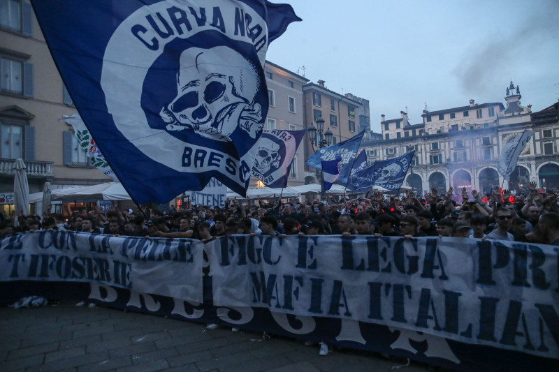 Brescia Calcio Supporters Protest Against Owner Of The Club Massimo Cellino, Italy - 19 May 2025