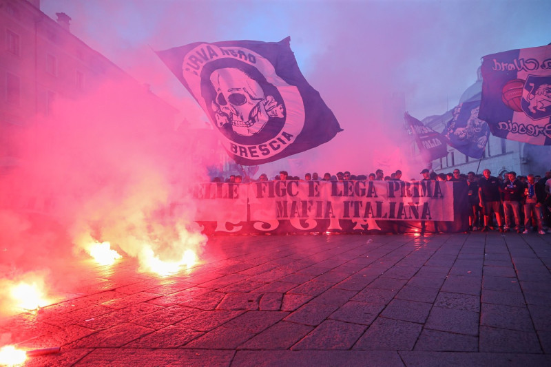 Brescia Calcio Supporters Protest Against Owner Of The Club Massimo Cellino, Italy - 19 May 2025