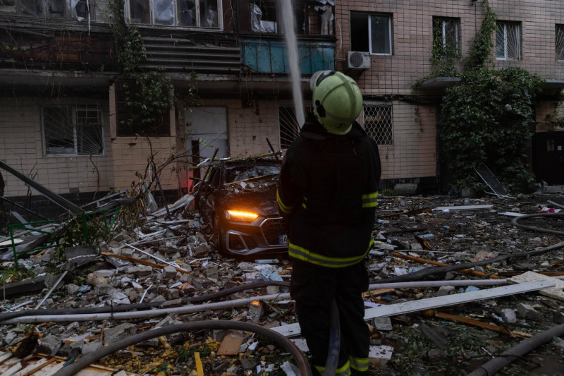 Ukraine Aftermath of a Russian drone attack in Kharkiv