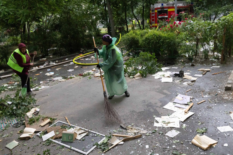 Ukraine Aftermath of a Russian drone attack in Kharkiv