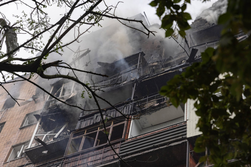 Ukraine Aftermath of a Russian drone attack in Kharkiv