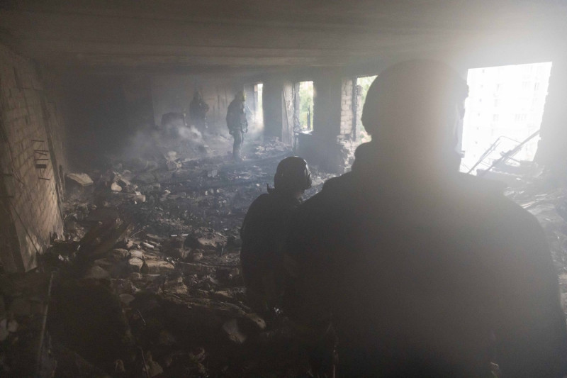 Ukraine Aftermath of a Russian drone attack in Kharkiv
