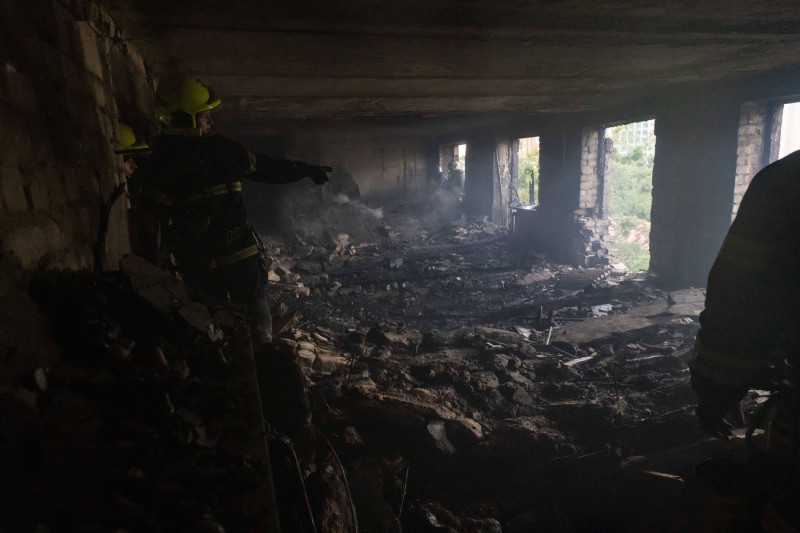 Ukraine Aftermath of a Russian drone attack in Kharkiv