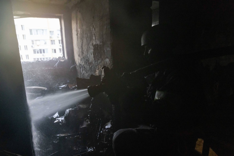 Ukraine Aftermath of a Russian drone attack in Kharkiv