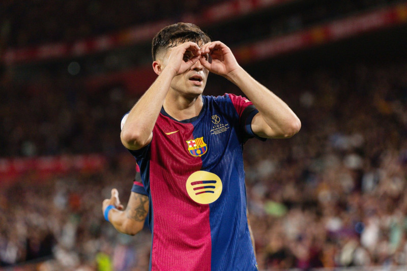 Pedri Gonzalez of FC Barcelona celebrates a goal 1-0 during the Spanish Cup, Copa del Rey, Final football match between FC Barcelona and Real Madrid on 26 April 2025 at Estadio de La Cartuja in Sevilla, Spain